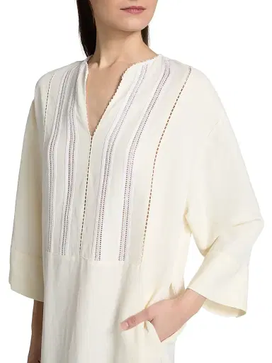 Fabiana Filippi Women's Embroidered Bib Linen-Blend Tunic Dress | Thumbnail 6