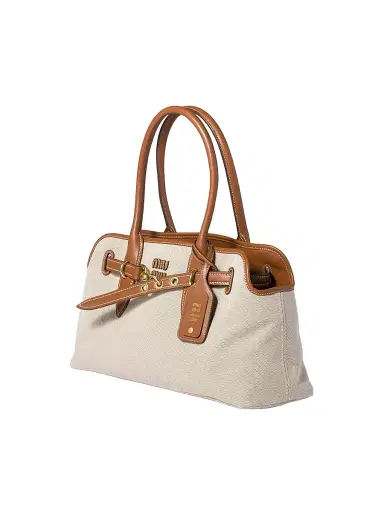 Miu Miu Women's Aventure Canvas and Leather Shoulder Bag | Thumbnail 2 Miu Miu Women's Aventure Canvas and Leather Shoulder Bag | Thumbnail 2