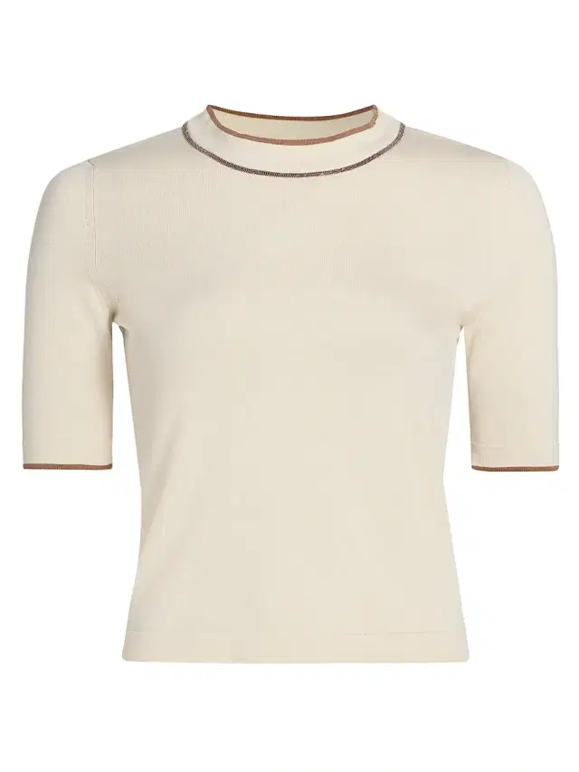 Fabiana Filippi Women's Contrast Trim Cotton Crop Sweater - Burro Vimini
