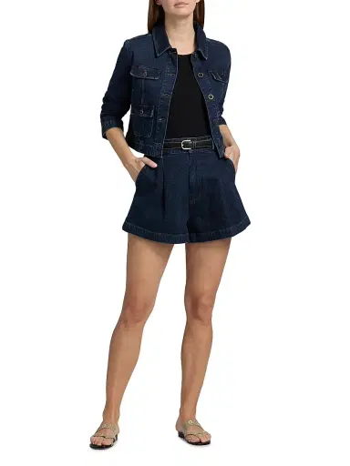 PAIGE Women's Camille Pleated Denim Shorts - Ballast - Size 32 | Thumbnail 2