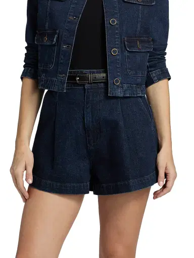 PAIGE Women's Camille Pleated Denim Shorts - Ballast - Size 32 | Thumbnail 3