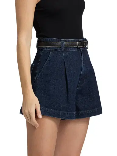 PAIGE Women's Camille Pleated Denim Shorts - Ballast - Size 32 | Thumbnail 4