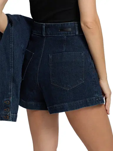 PAIGE Women's Camille Pleated Denim Shorts - Ballast - Size 32 | Thumbnail 6