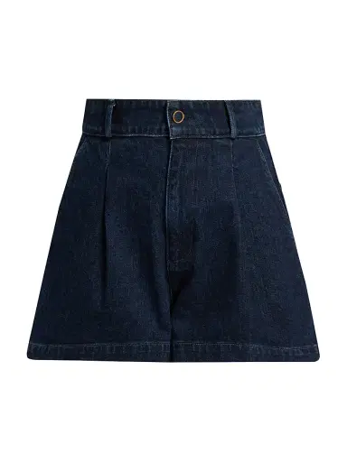 PAIGE Women's Camille Pleated Denim Shorts - Ballast - Size 32 | Thumbnail 1