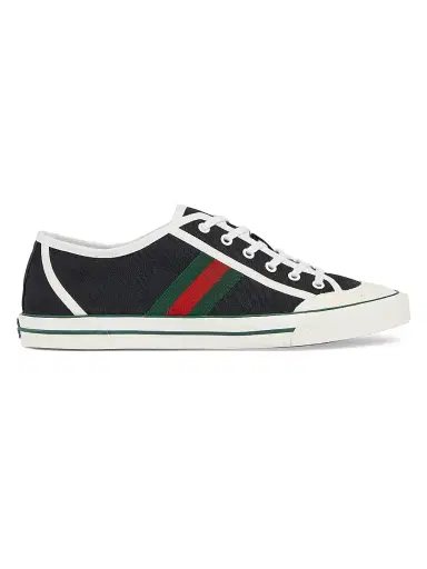 Gucci Men's Web Cotton Canvas Low-Top Sneakers - Black - Size 14 | Thumbnail 1 Gucci Men's Web Cotton Canvas Low-Top Sneakers - Black - Size 14 | Thumbnail 1