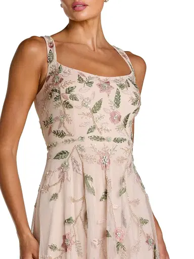 Mac Duggal Women's Floral Embellished Scoopneck Maxi Dress - Porcelain - Size 14 | Thumbnail 3