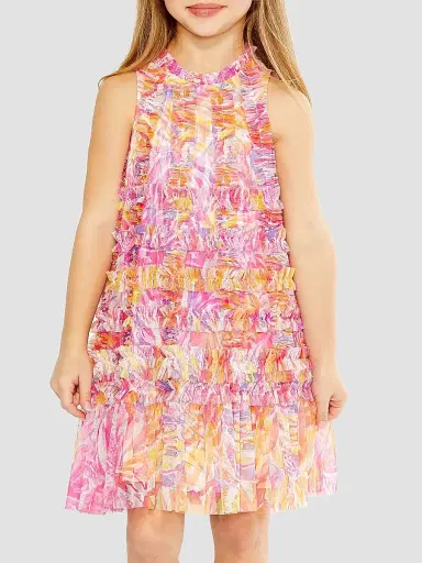 Mac Duggal Little Girl's & Girl's Floral Mesh Sleeveless Dress | Thumbnail 2