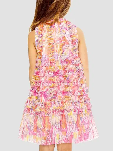 Mac Duggal Little Girl's & Girl's Floral Mesh Sleeveless Dress | Thumbnail 3