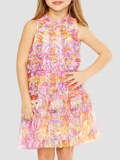 Mac Duggal Little Girl's & Girl's Floral Mesh Sleeveless Dress | Thumbnail 4