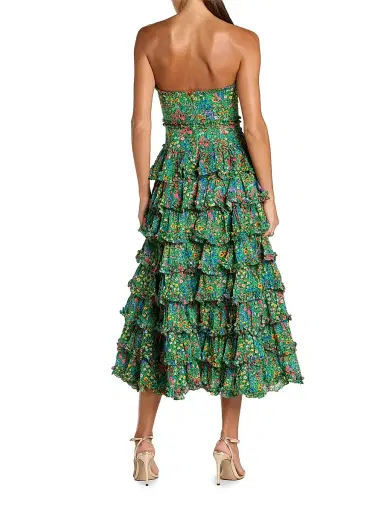 Mac Duggal Women's Floral Ruffled Strapless Midi-Dress - Green Multi - Size 12 | Thumbnail 2 Mac Duggal Women's Floral Ruffled Strapless Midi-Dress - Green Multi - Size 12 | Thumbnail 2