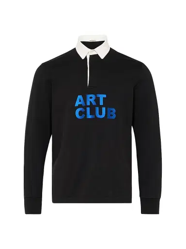 JW Anderson Men's Art Club Cotton Rugby Polo Shirt - Washed Black | Thumbnail 1 JW Anderson Men's Art Club Cotton Rugby Polo Shirt - Washed Black | Thumbnail 1
