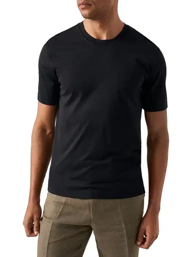 Eton Men's Silk-Cotton Knit T-Shirt - Black - Size XXL | Thumbnail 2