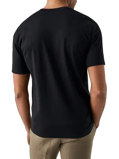 Eton Men's Silk-Cotton Knit T-Shirt - Black - Size XXL | Thumbnail 3