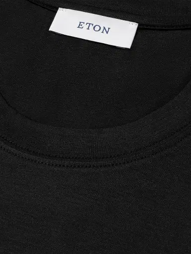 Eton Men's Silk-Cotton Knit T-Shirt - Black - Size XXL | Thumbnail 6