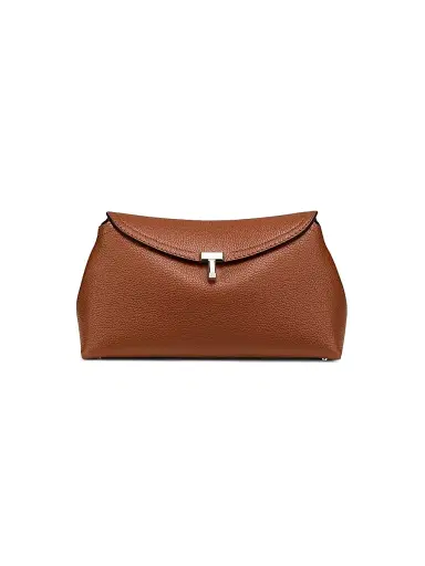 TOTEME Women's T-Lock Grained-Leather Clutch | Thumbnail 1 TOTEME Women's T-Lock Grained-Leather Clutch | Thumbnail 1