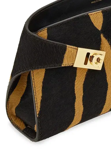 Ferragamo Women's Hug Zebra-Stripe Gancini Calf Hair Crossbody Bag - Kamari Beigetesta Di Moro | Thumbnail 5