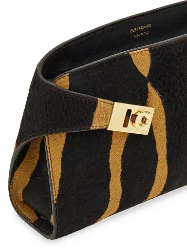 Ferragamo Women's Hug Zebra-Stripe Gancini Calf Hair Crossbody Bag - Kamari Beigetesta Di Moro | Thumbnail 6