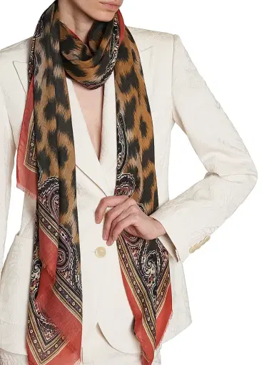 Etro Women's Orfeo Animal-Print Modal-Cashmere Scarf | Thumbnail 3