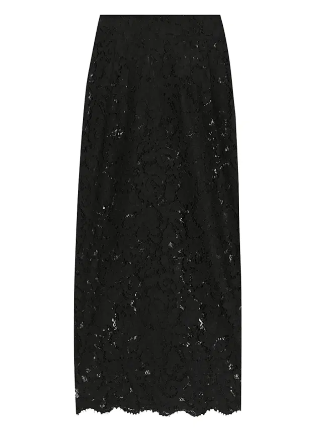 Women's Lace Midi-Skirt - Nero