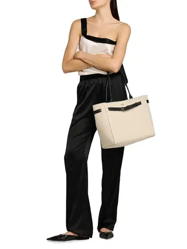 Tom Ford Women's Medium Audrey Leather-Trim Tote Bag - Ecru Black | Thumbnail 2