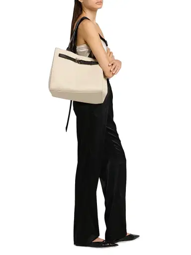 Tom Ford Women's Medium Audrey Leather-Trim Tote Bag - Ecru Black | Thumbnail 3