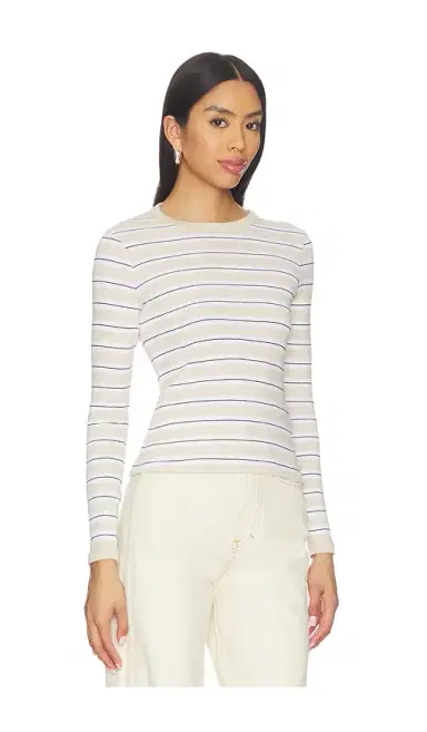 ENZA COSTA Cotton Stripe Classic Long Sleeve Tee | Thumbnail 2