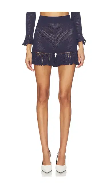 Self-Portrait Navy Knit Shorts | Thumbnail 1