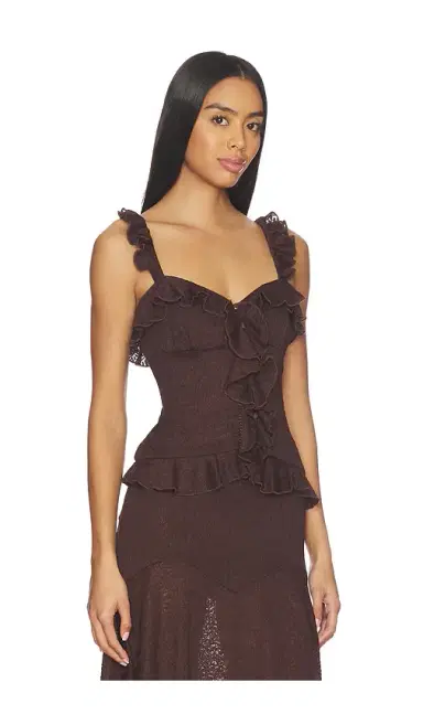 Runaway The Label Roxelle Ruffle Split Front Top | Thumbnail 2