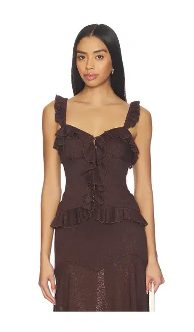 Runaway The Label Roxelle Ruffle Split Front Top | Thumbnail 1