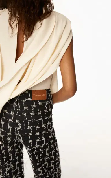 Oscar de la Renta Feathered Jacquard Denim Straight-Leg Pants | Thumbnail 2