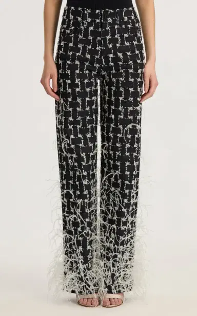 Oscar de la Renta Feathered Jacquard Denim Straight-Leg Pants | Thumbnail 4