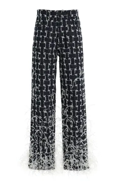 Oscar de la Renta Feathered Jacquard Denim Straight-Leg Pants | Thumbnail 1