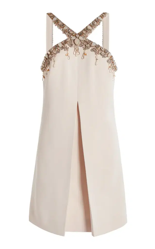 Flared Beaded Cady Mini Dress