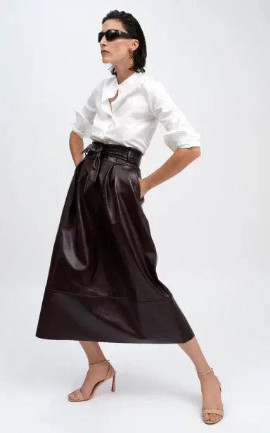 Martin Grant Leather A-line Midi Skirt | Thumbnail 2
