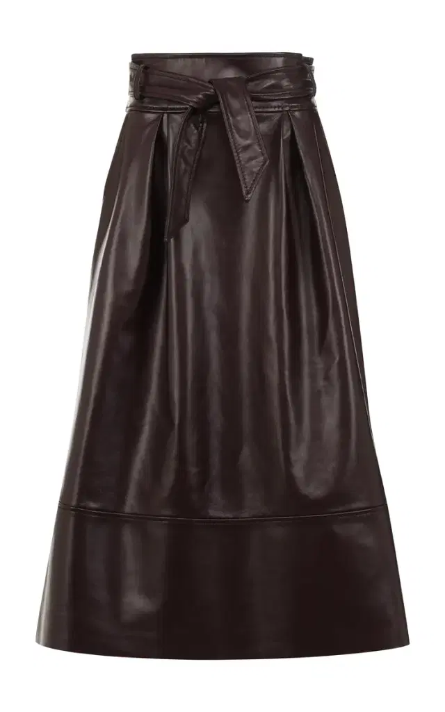 Leather A-line Midi Skirt