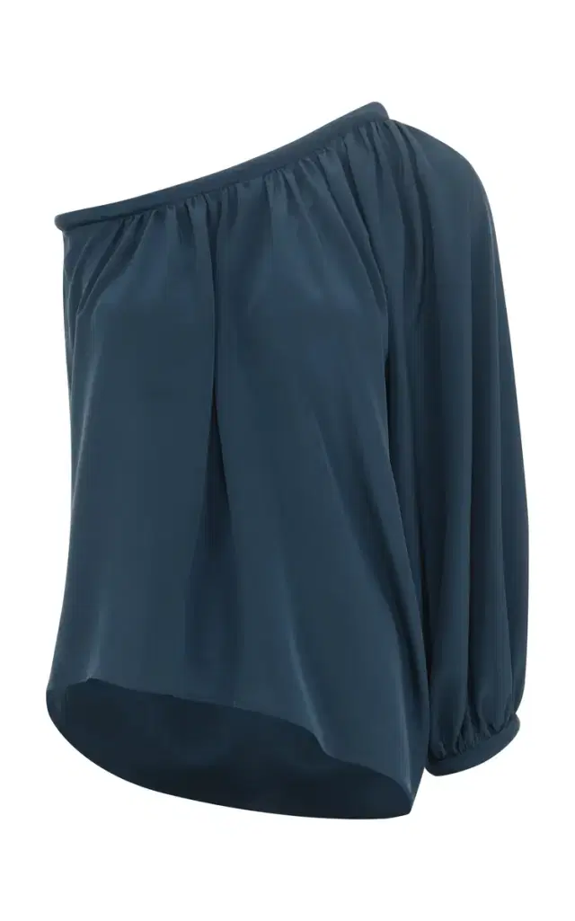 Asymmetric Neckline Silk Top