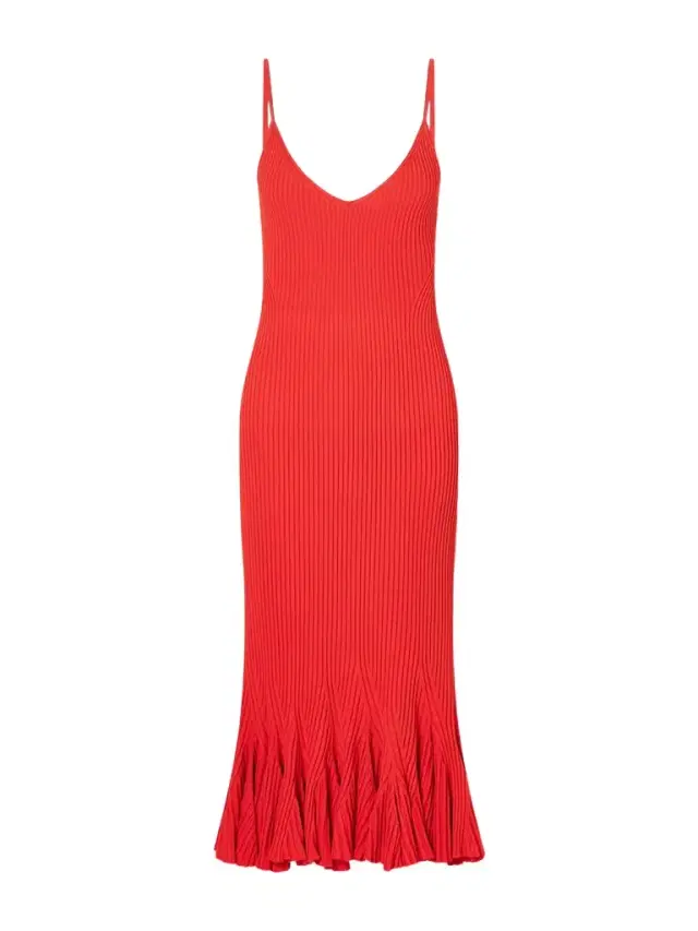 Giuditta Flared Ribbed-knit Midi Dress