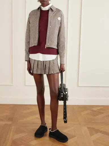 Moncler Appliquéd Pleated Gingham Cotton-blend Mini Skirt | Thumbnail 2 Moncler Appliquéd Pleated Gingham Cotton-blend Mini Skirt | Thumbnail 2