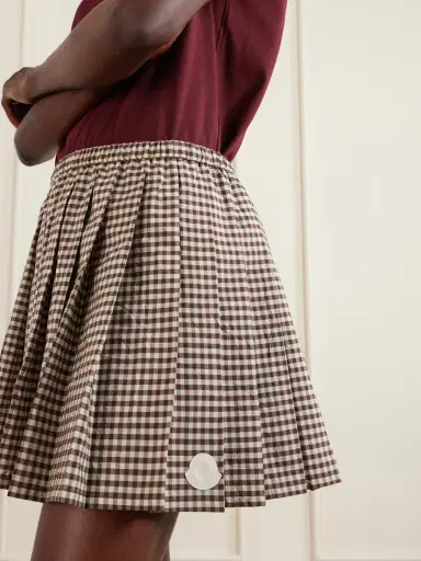 Moncler Appliquéd Pleated Gingham Cotton-blend Mini Skirt | Thumbnail 5 Moncler Appliquéd Pleated Gingham Cotton-blend Mini Skirt | Thumbnail 5