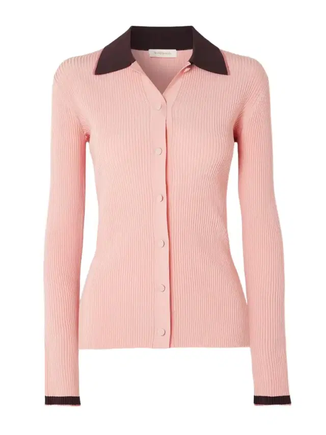 Two-tone Ribbed-knit Cardigan