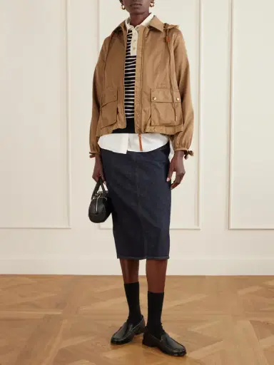 Moncler Adenium Cropped Hooded Shell-paneled Gabardine Jacket | Thumbnail 2