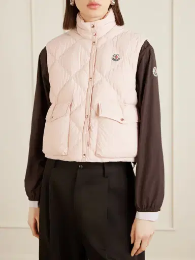 Moncler Biois Cropped Appliquéd Padded Quilted Shell Down Vest | Thumbnail 3