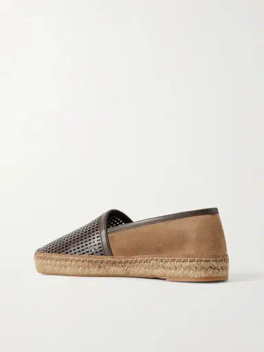 Brunello Cucinelli Bead-embellished Suede And Laser-cut Leather Espadrilles | Thumbnail 3 Brunello Cucinelli Bead-embellished Suede And Laser-cut Leather Espadrilles | Thumbnail 3