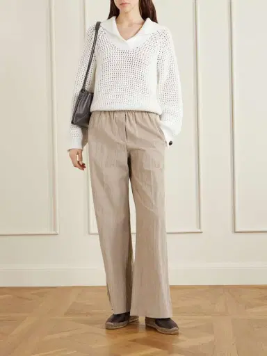 Brunello Cucinelli Bead-embellished Suede And Laser-cut Leather Espadrilles | Thumbnail 4 Brunello Cucinelli Bead-embellished Suede And Laser-cut Leather Espadrilles | Thumbnail 4