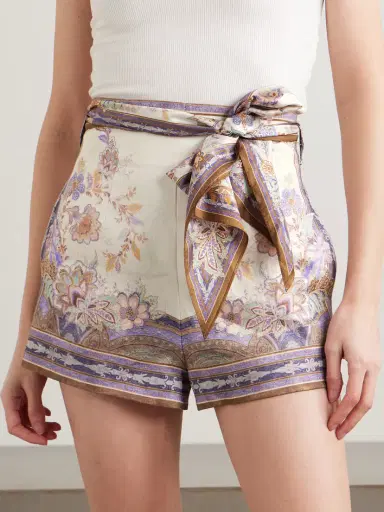 Zimmermann Luna Scarf Belted Linen Shorts | Thumbnail 3