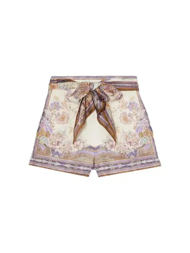 Zimmermann Luna Scarf Belted Linen Shorts | Thumbnail 1