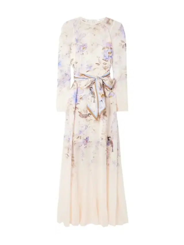 Luna Belted Printed Silk Satin-trimmed Chiffon Maxi Dress
