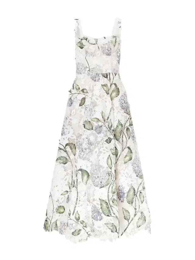 Floral-print Guipure Lace Gown