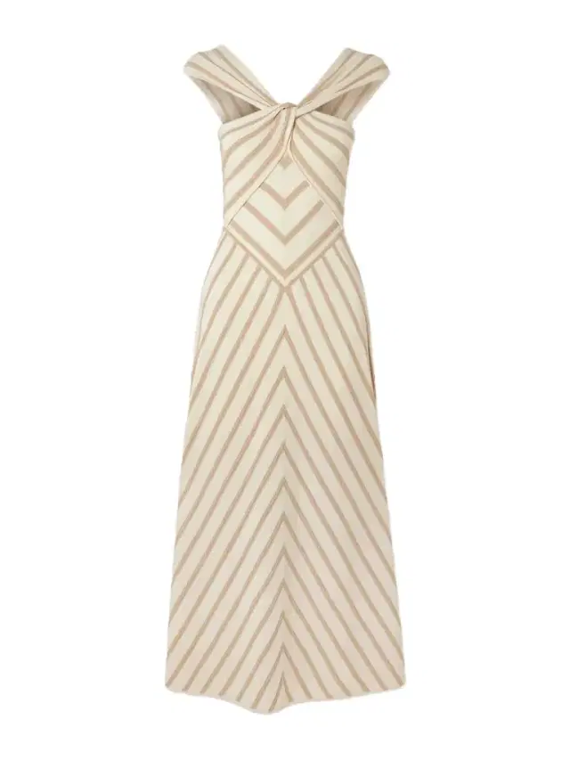 Luna Twisted Striped Metallic Knitted Midi Dress