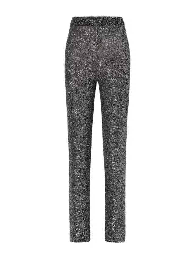 Sequined Knitted Straight-leg Pants